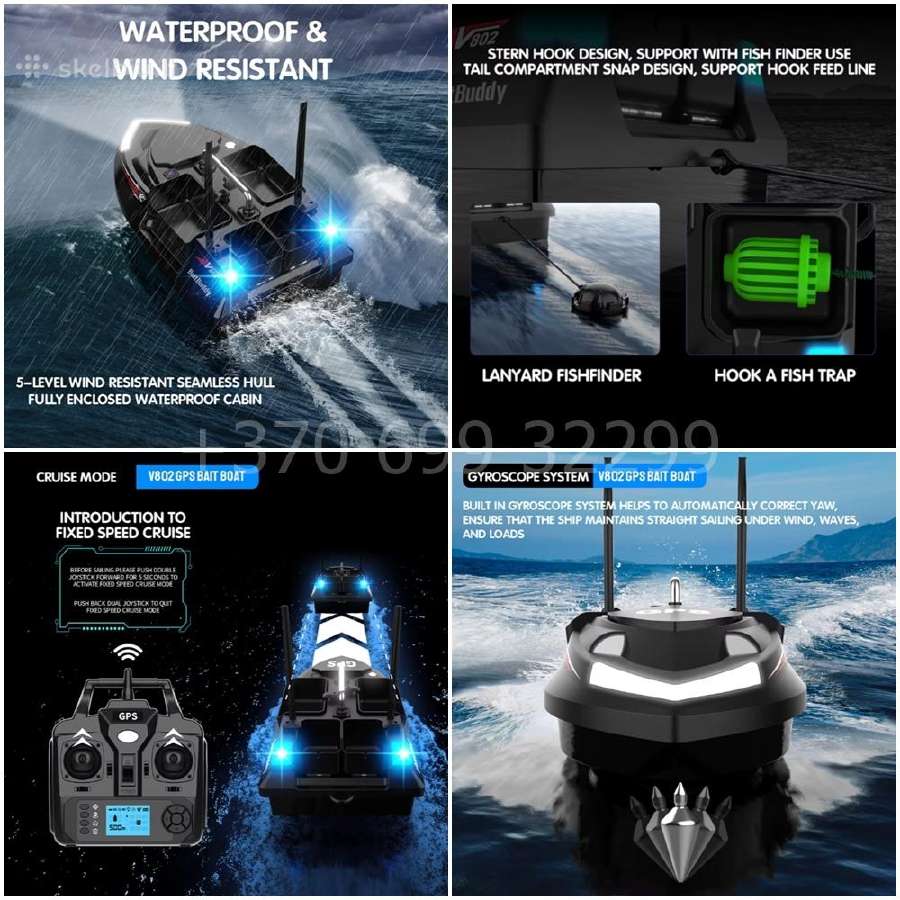 Flytec V802 Pro pašarų laivelis su GPS + Echolotas - nuotraukos Nr. 15