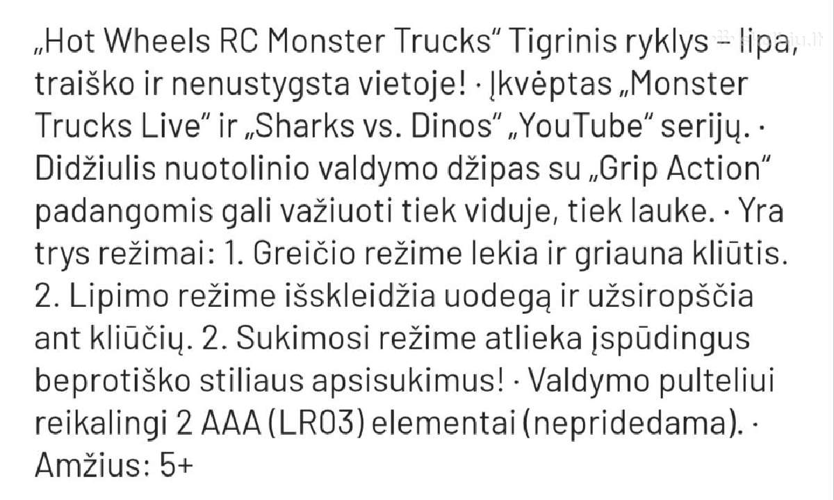 RC automodelis Hot Wheels Monster Truck - nuotraukos Nr. 5