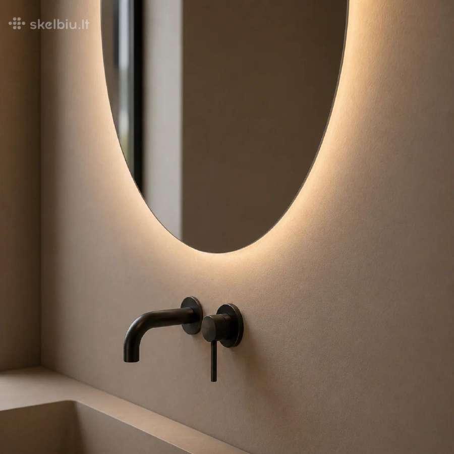 Apvalus LED veidrodis su foniniu apšvietimu - nuotraukos Nr. 2