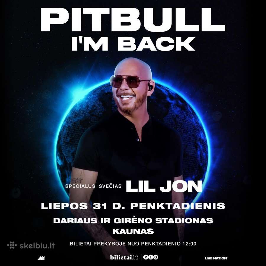 Pitbull Kaunas. 4 bilietai 116 sektoriuje.
