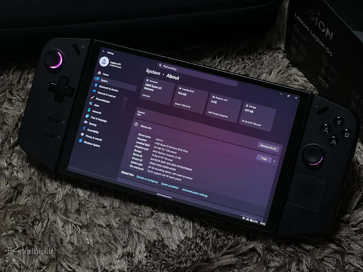 Parduodu Legion Go Z1 Extreme, 512gb, Qhd 8.8inch. - nuotraukos Nr. 6