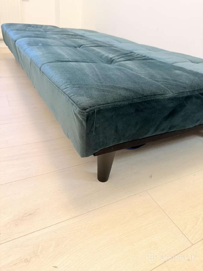 Super Kaina: tamsiai žalia aksominė sofa-lova - nuotraukos Nr. 3