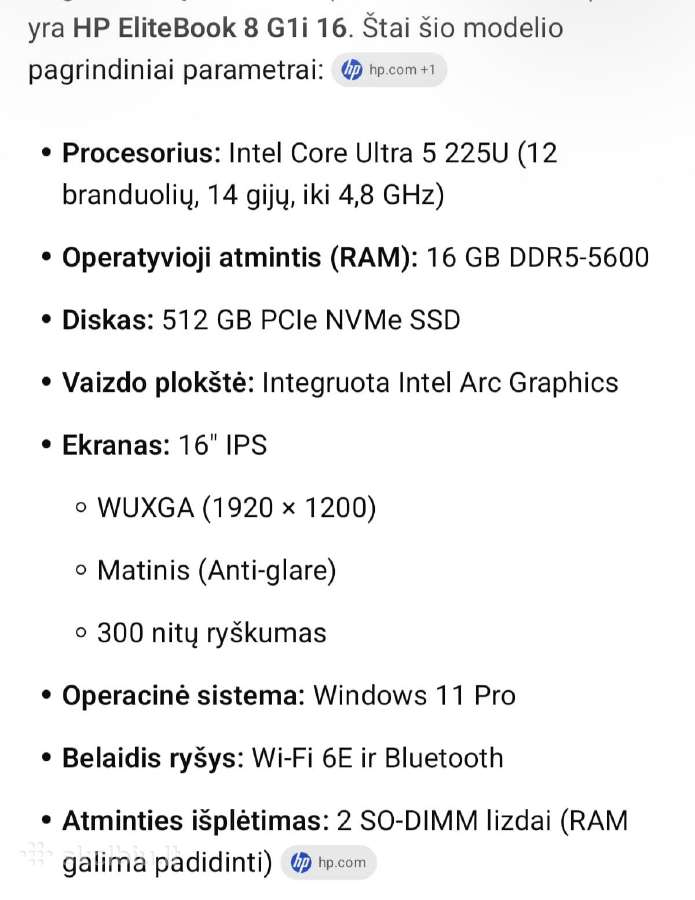 Hp Elitebook 8 G1i 16 - nuotraukos Nr. 3