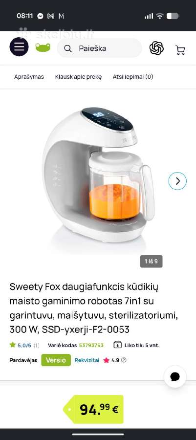 Maisto gaminimo robotas kūdikiui 7in1
