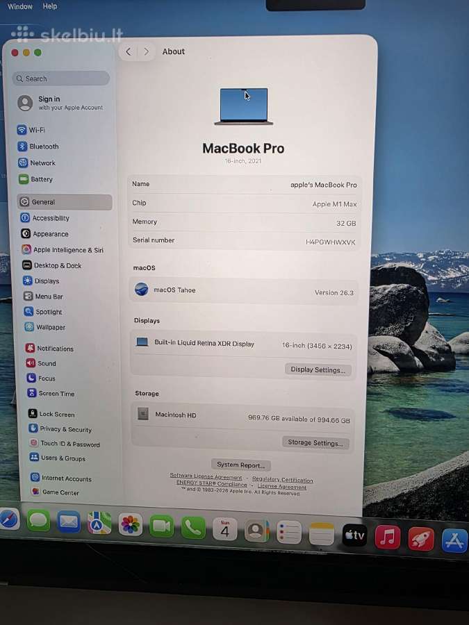 MacBook pro 16 m1 Max 32gb RAM 1tb - nuotraukos Nr. 3
