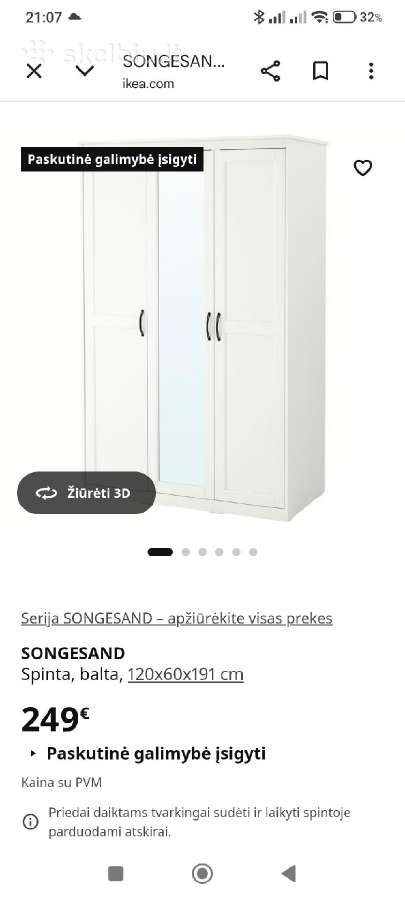 Nauja spinta Songesand 120x60x191cm.