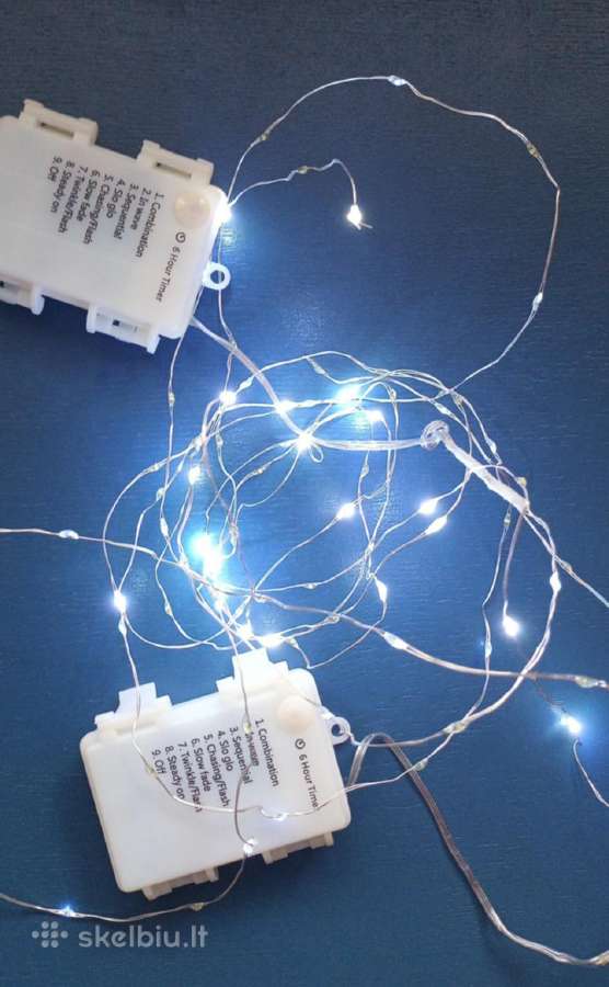 LED lempučių girliandos su baterijomis, 2m, 2vnt. - nuotraukos Nr. 2