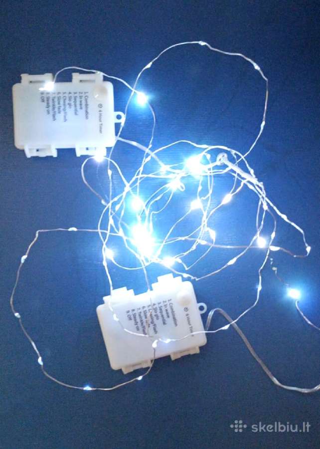 LED lempučių girliandos su baterijomis, 2m, 2vnt.