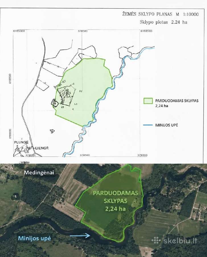 Parduodamas 2,24 ha sklypas Medingėnų k.