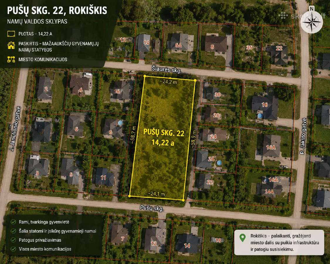 Parduodamas 14,22 A Namų Valdos Sklypas Rokiškyje, - nuotraukos Nr. 2