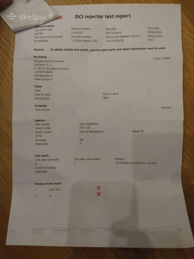 Bmw N47 / N57 purkštukai Bosch 0445110596 / 781070 - nuotraukos Nr. 5