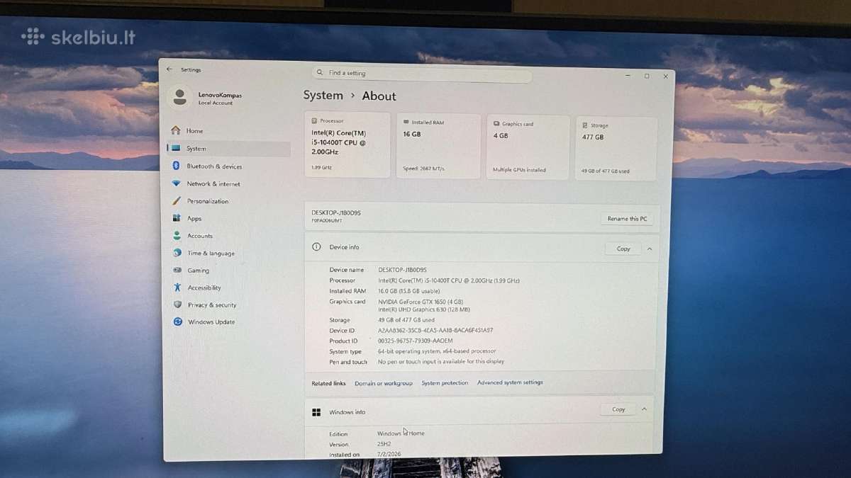 Lenovo Ideacentre 5 Aio - nuotraukos Nr. 2