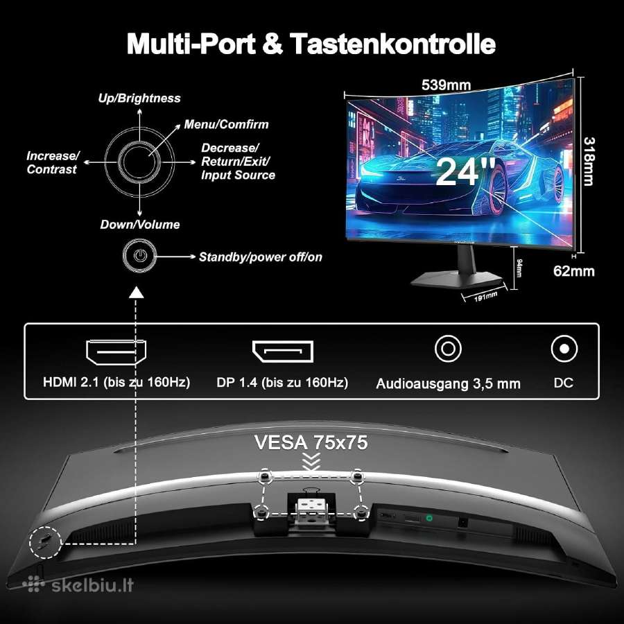 Naujas Lenktas 24" (160hz) Fhd 1 ms Gaming - nuotraukos Nr. 3