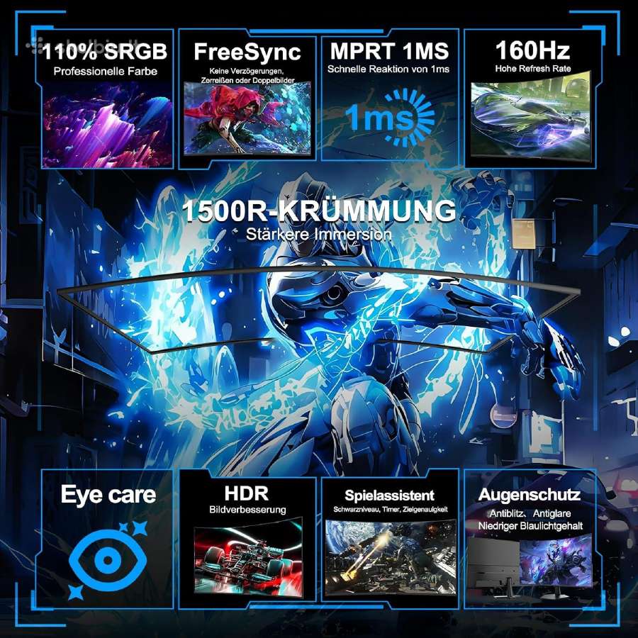 Naujas Lenktas 24" (160hz) Fhd 1 ms Gaming - nuotraukos Nr. 8