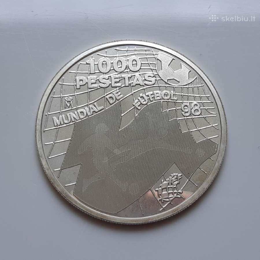 Ispanija 1000 pesetų sidabras Futbolas 1998