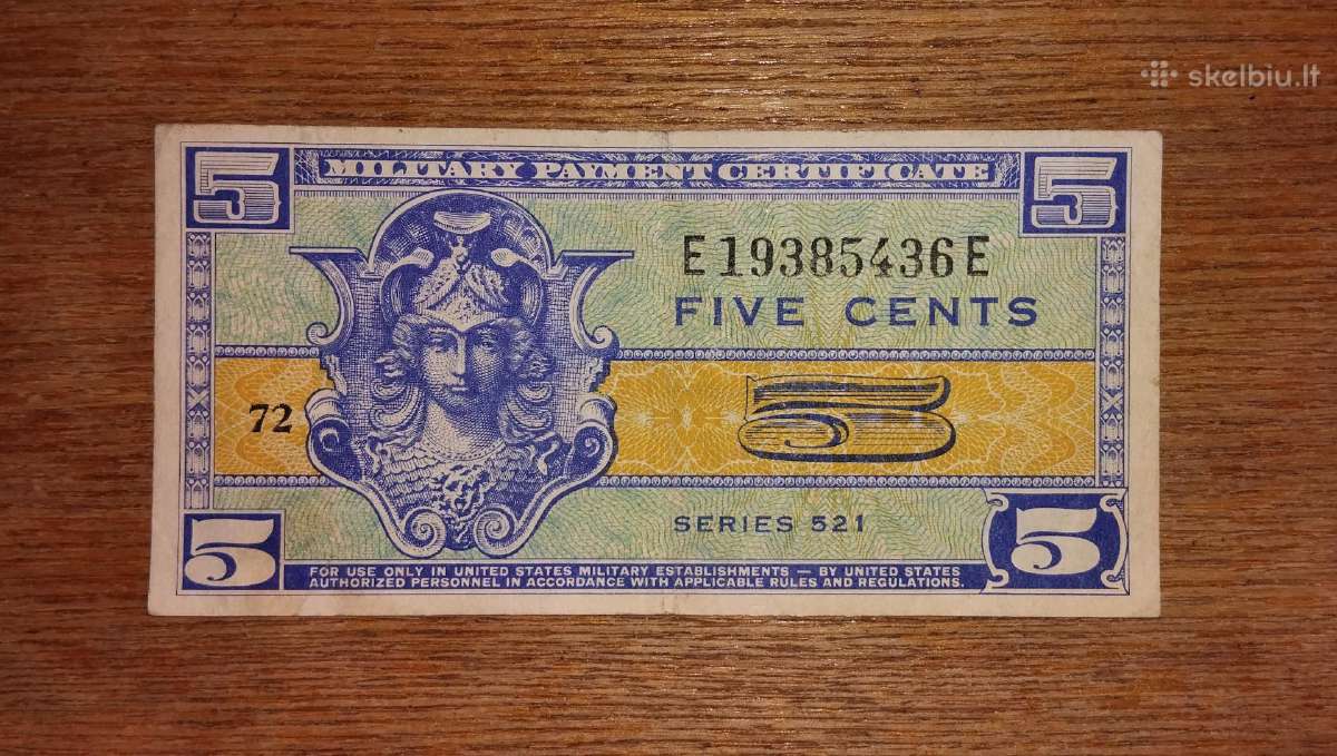 JAV 5 centu banknotas