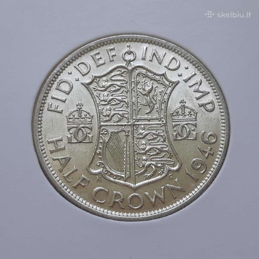 Didžioji Britanija 1/2 kronos sidabras 1946 - nuotraukos Nr. 2