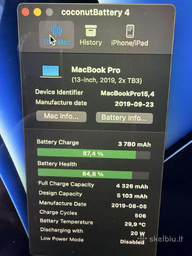 MacBook Pro 2019 8gb RAM 128gb SSD - nuotraukos Nr. 8