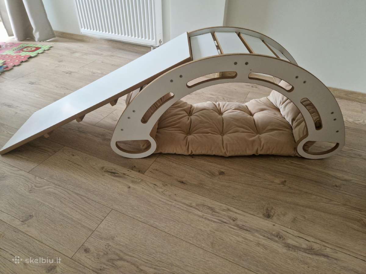 Medinė montessori laipynė/rokeris 3in1