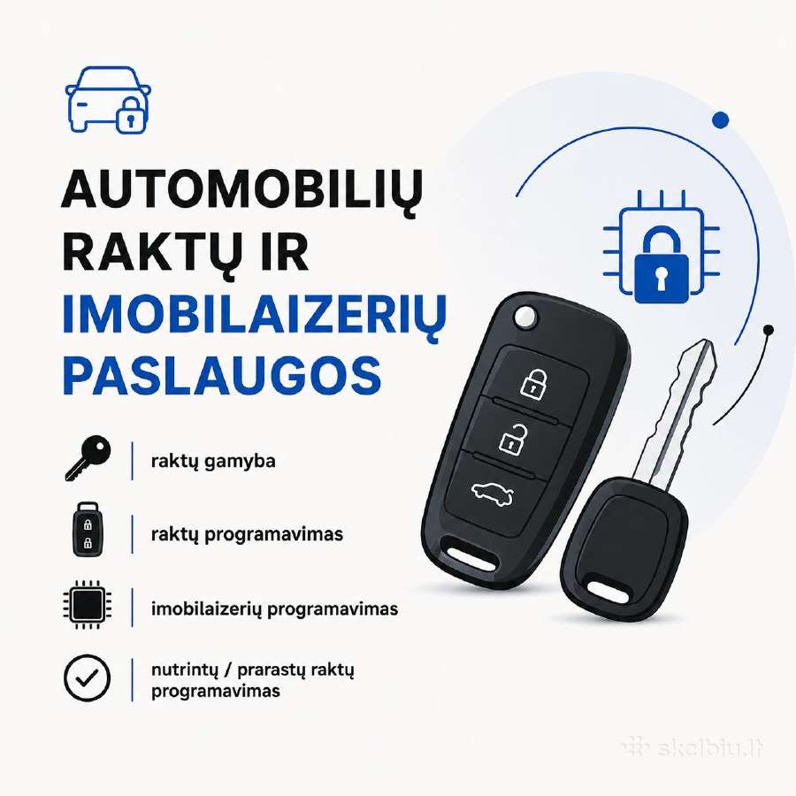 Automobilių raktų gamyba programavimas pririšimas