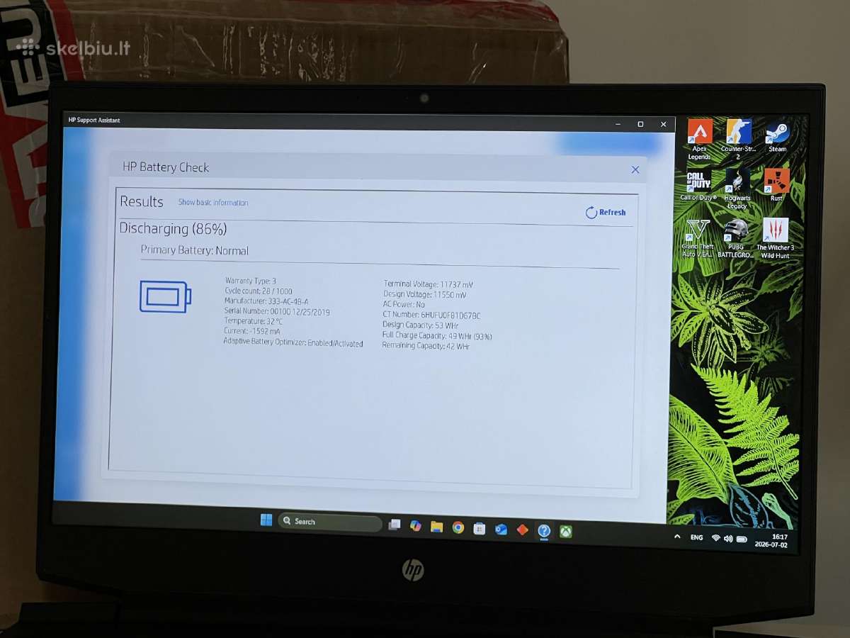 Parduodamas Hp Pavilion su Gtx 1660ti, Ryzen 7. - nuotraukos Nr. 9