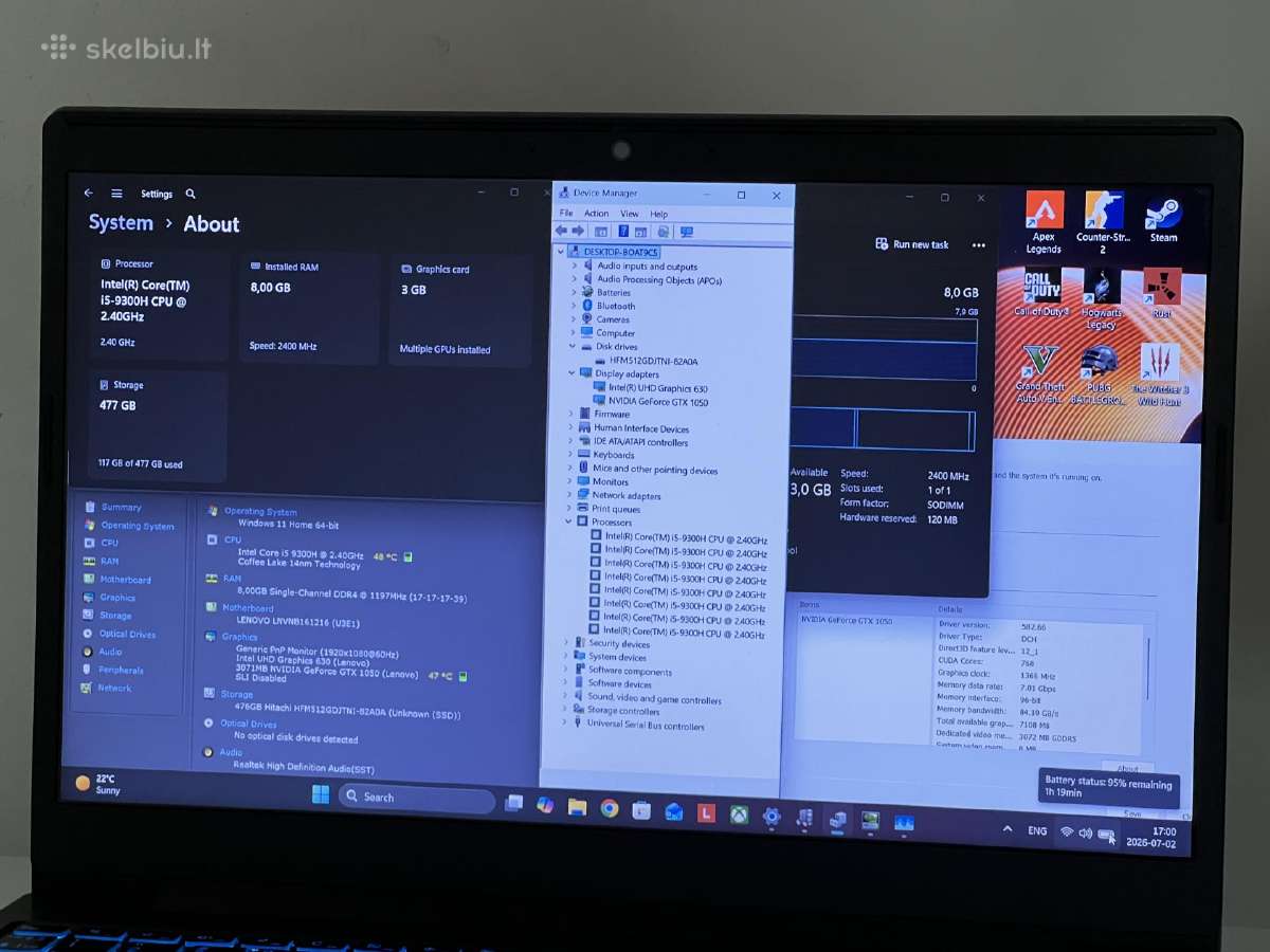 Parduodamas Lenovo L340 su Gtx 1050 3gb, I5-9k. - nuotraukos Nr. 8