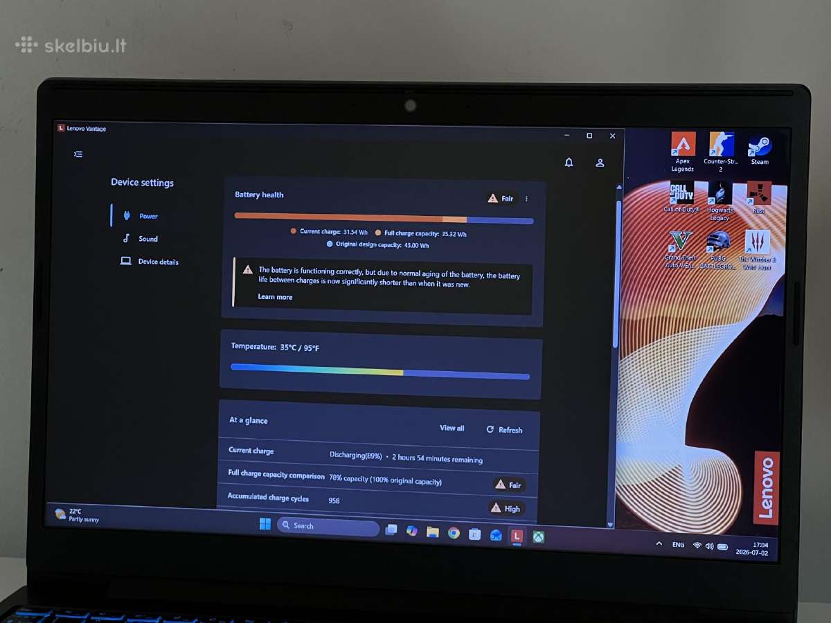 Parduodamas Lenovo L340 su Gtx 1050 3gb, I5-9k. - nuotraukos Nr. 10
