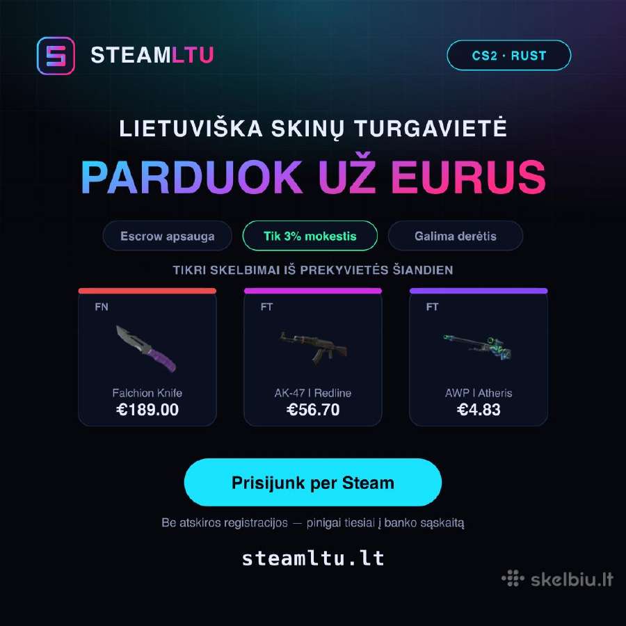 Cs2 / Rust skinų turgavietė Ltu pirk parduok