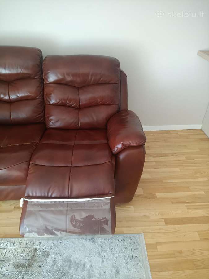 Sofa iš natūralios odos su miegamaja funkcija - nuotraukos Nr. 4