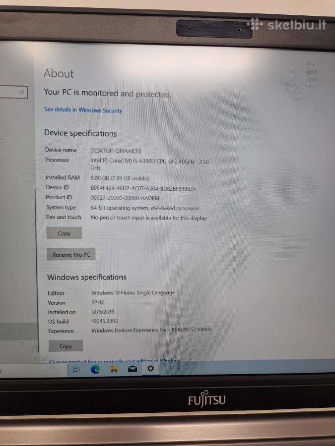 Fujitsu Lifebook E756 i5 6300u / 8gb RAM/256ssd - nuotraukos Nr. 7