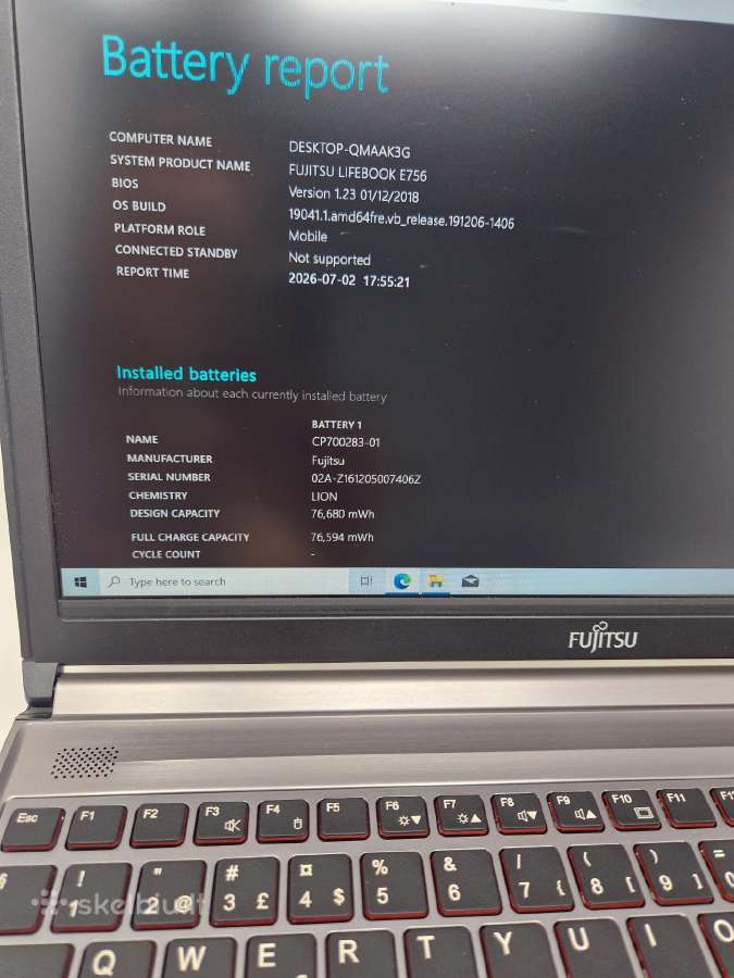Fujitsu Lifebook E756 i5 6300u / 8gb RAM/256ssd - nuotraukos Nr. 9