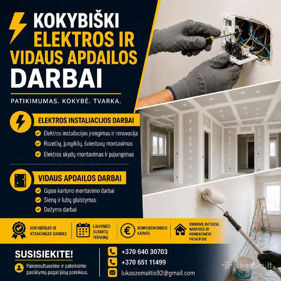 Apdailos ir elektros darbai Vilniuje