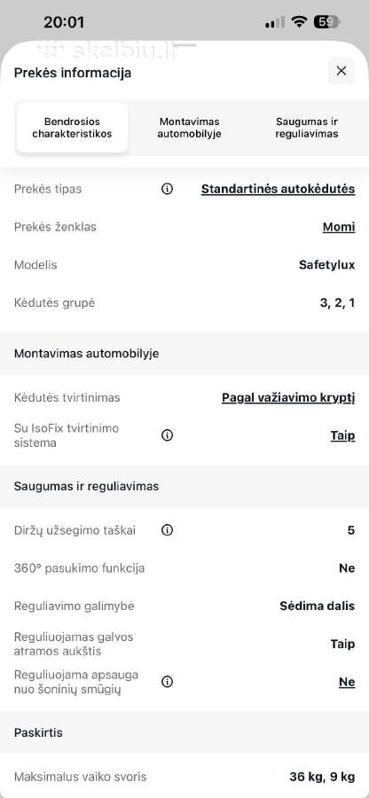 Automobilio kėdutė su Isofix - nuotraukos Nr. 12
