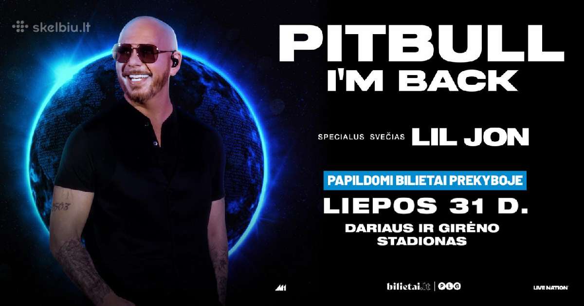 Pitbull du bilietai fanų zona C įėjimas 07.31