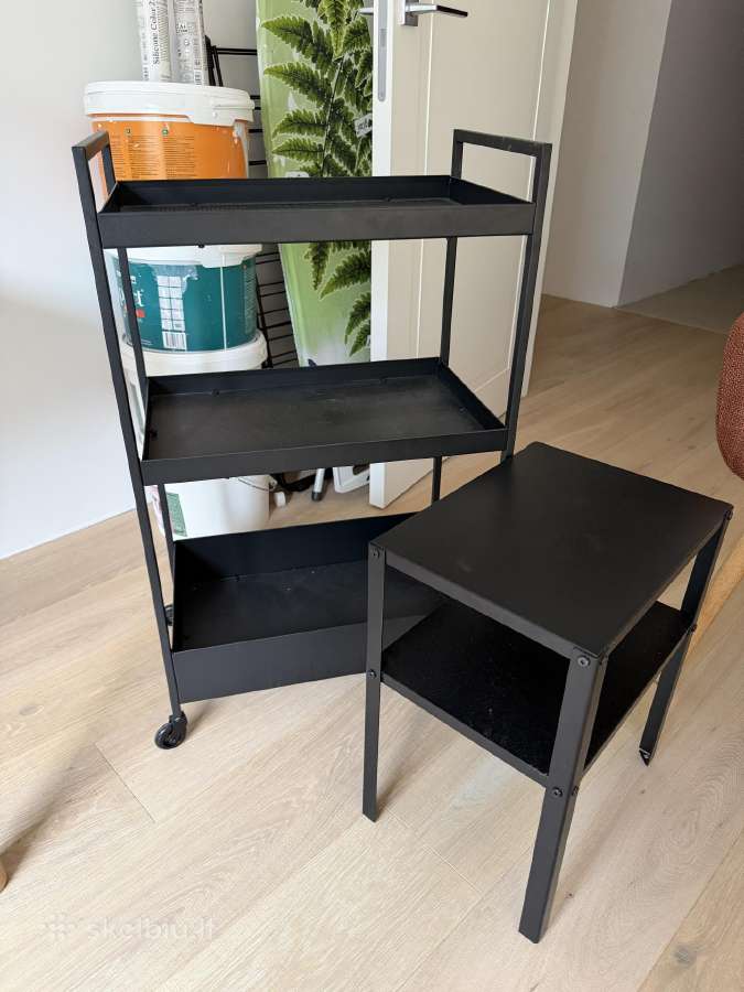 Ikea staliukas ir vežimėlis/lentynėlė
