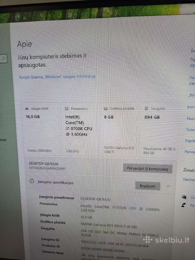 Tvarkinga I7 9700k dėžė - nuotraukos Nr. 18