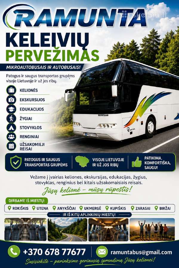 Keleivių pervežimas mikroautobusais ir autobusais!