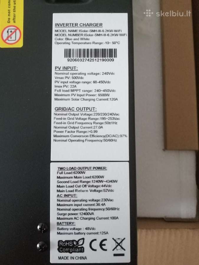 Hibridinis saulės inverteris Easun, 6.2kw 48v - nuotraukos Nr. 3