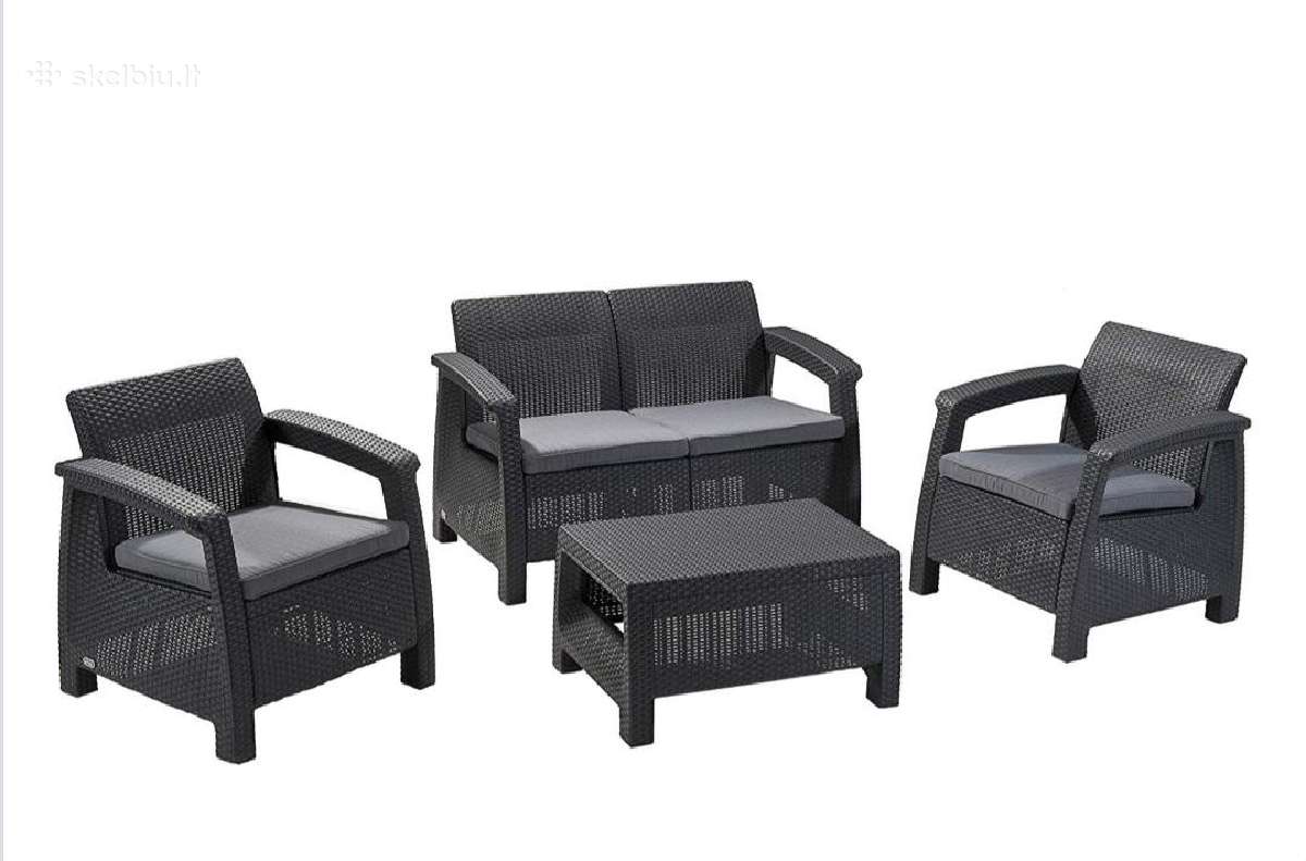 Keter rattan lauko baldų k-tas+ staliukas/baras