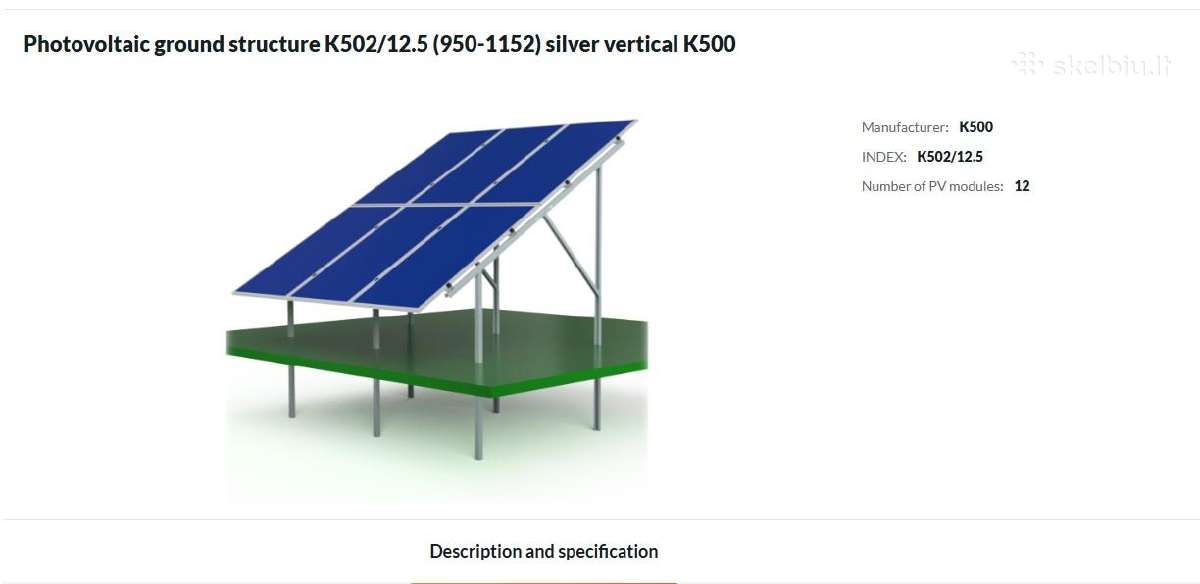 Antžeminė konstrukcija saulės elektrinei