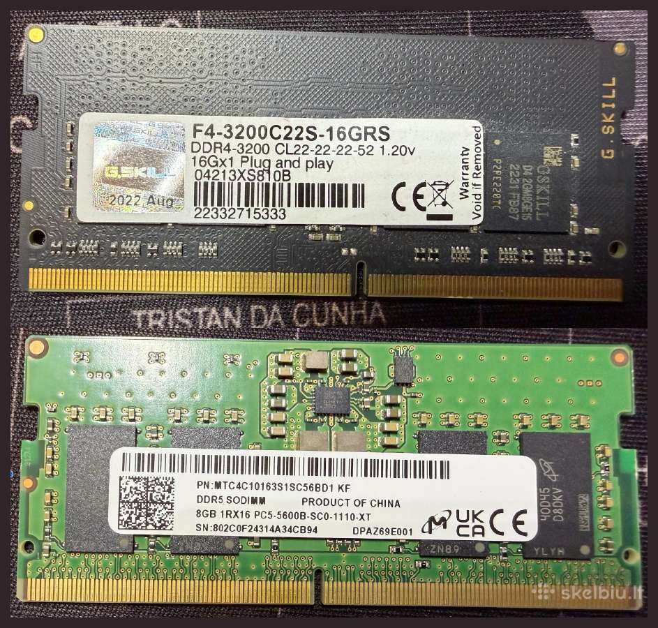 Sodimm Ddr4 16gb / Ddr5 8gb (nešiojamiems)