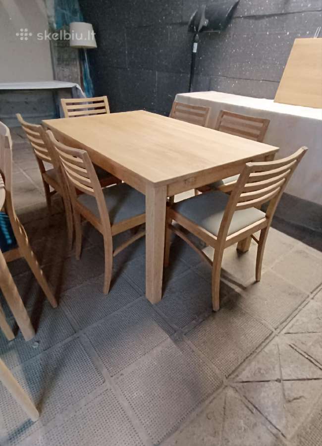 Ąžuolinis Stalas +6 kėdės iš Danijos