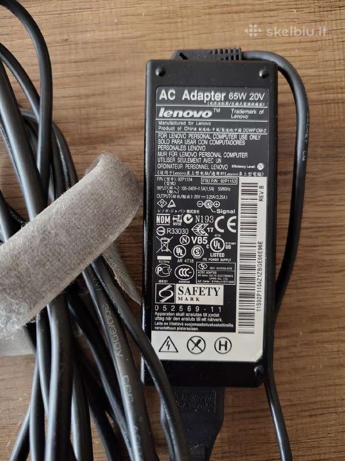 Lenovo pakrovėjas 65w 92p1153/92p1154 20v 3.25a - nuotraukos Nr. 2