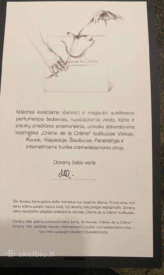 Dovanų kuponas creme de la creme