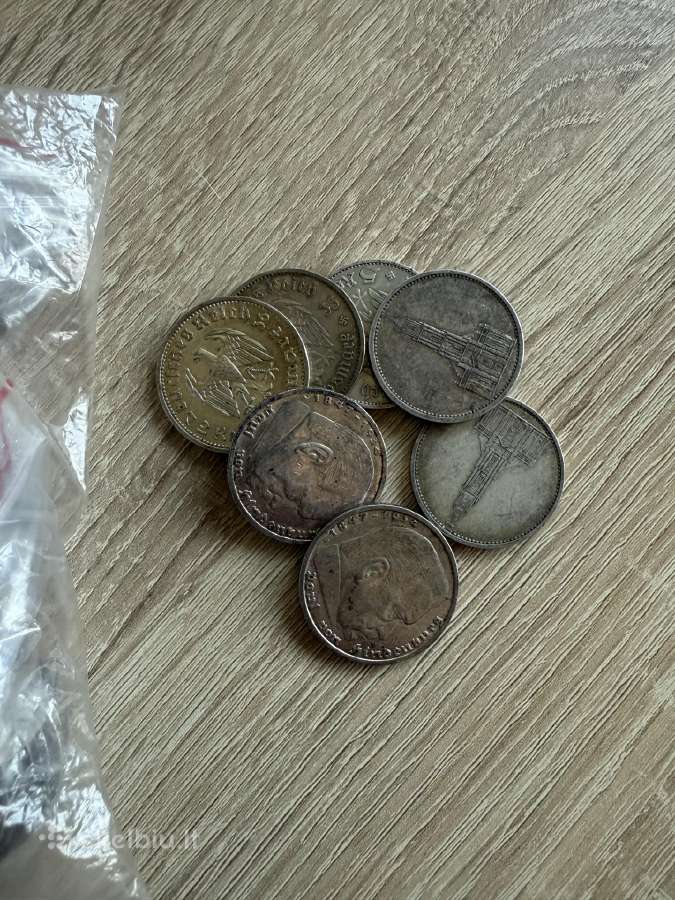 5 reichmarkes sidabrinės monetos