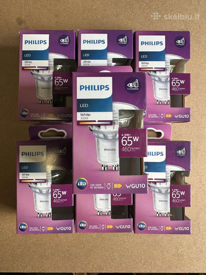 Philips 3000k 4.9w LED lemputes (7 vnt)