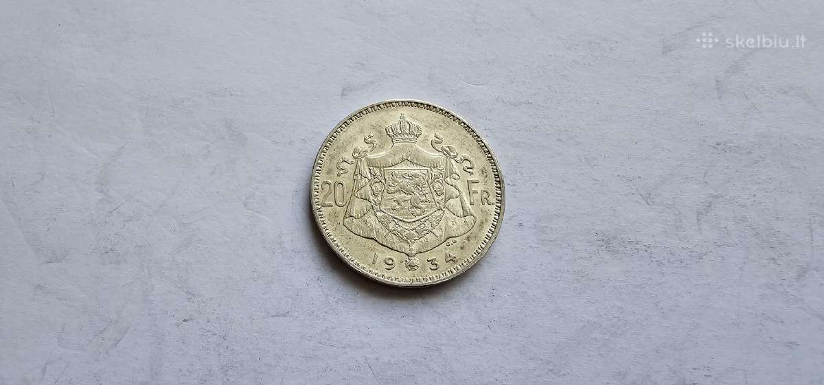 1934 20 franku Belgija - nuotraukos Nr. 2
