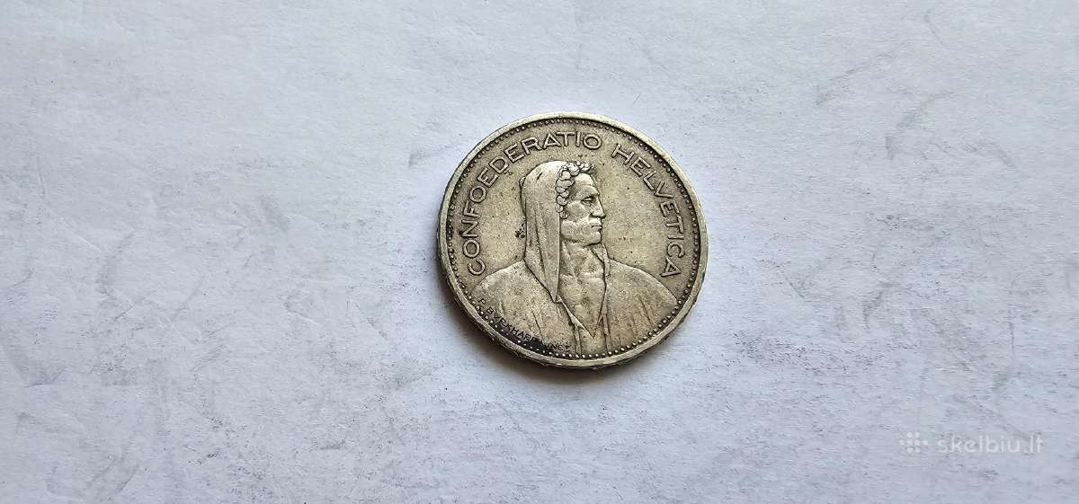 1932 5 frankai Sveicarija - nuotraukos Nr. 2