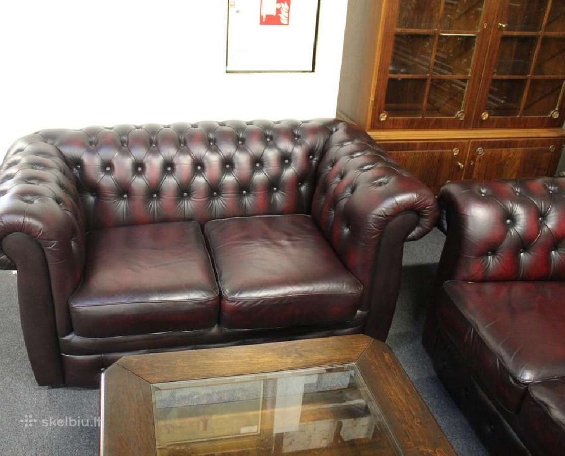 Chesterfield baldų komplektas 3+2+1 ir pufas - nuotraukos Nr. 9