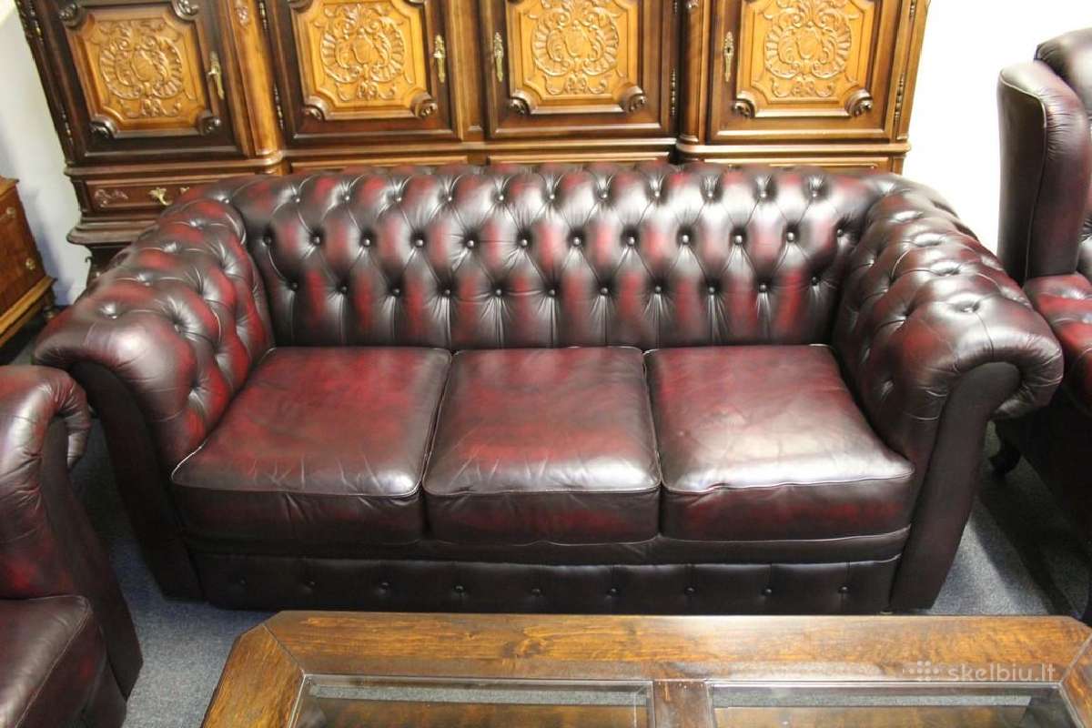Chesterfield baldų komplektas 3+2+1 ir pufas - nuotraukos Nr. 10